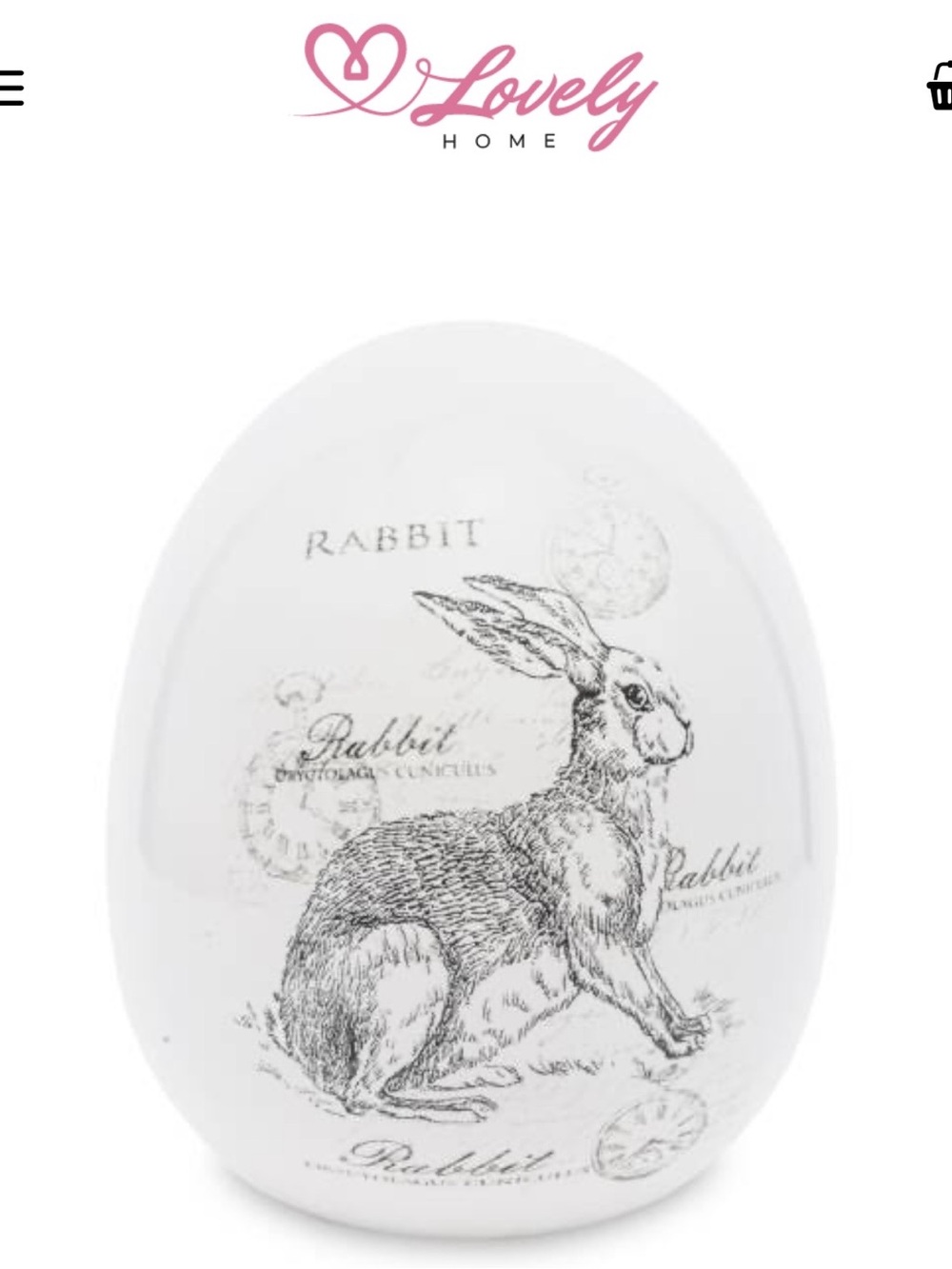 White Rabbit Decorative Accent ceramic egg - Picture 8 of 16